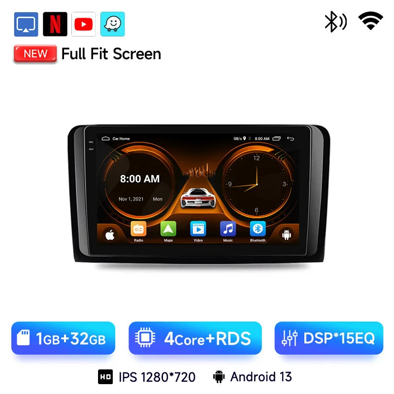 Mercedes W164 Android 14 — CarPlay, 2 Din, GPS