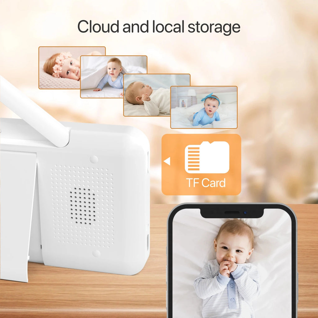 Tuya Smart Babyphone 2K-Kamera 5" 1080P Display Temperaturerkennung APP-Ansichtssteuerung Baby Nanny 2-Wege-Audio Babykamera