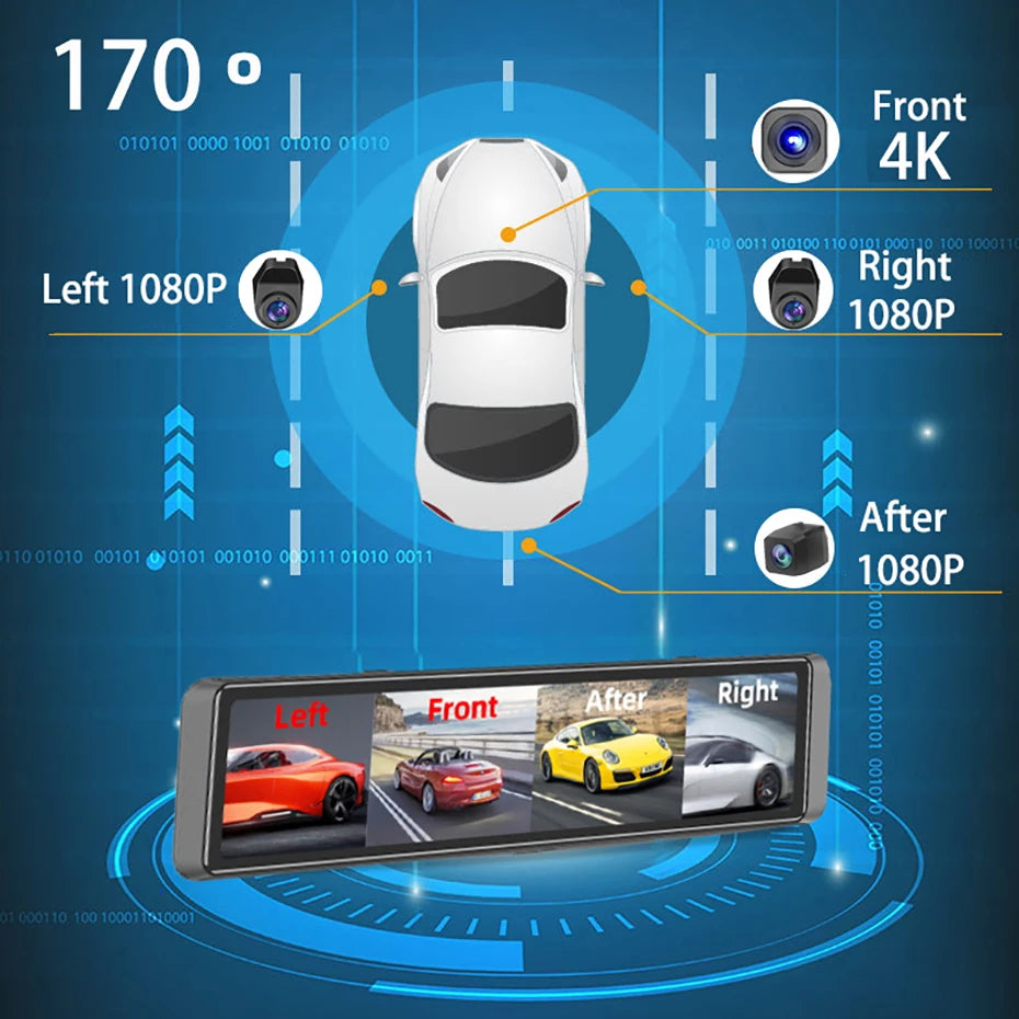 11.26" 4K Dash Cam — BSD, ADAS, Night Vision