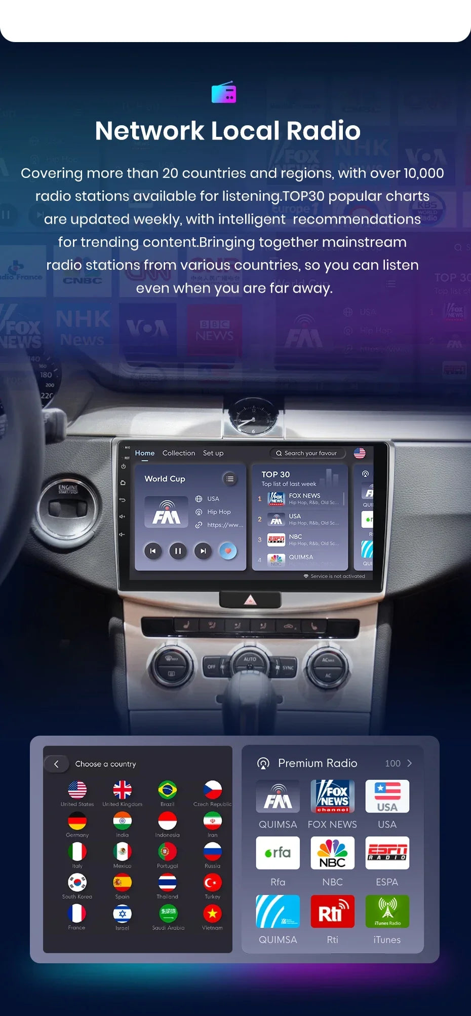 Junsun Wireless CarPlay Radio — VW Passat B6/B7 & CC 2005-2014, Android GPS, WLAN, DSP