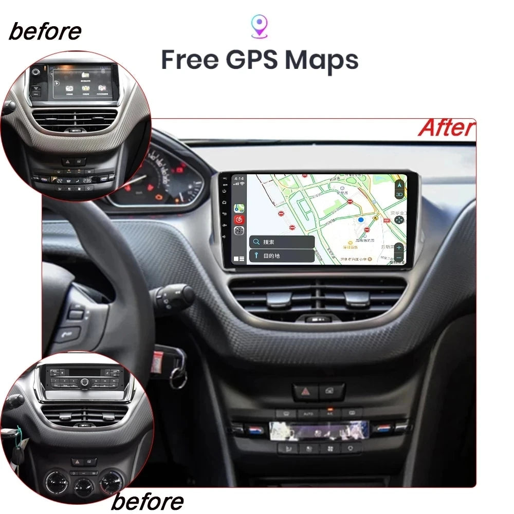 Peugeot 2008/208 — Android 16, CarPlay, GPS