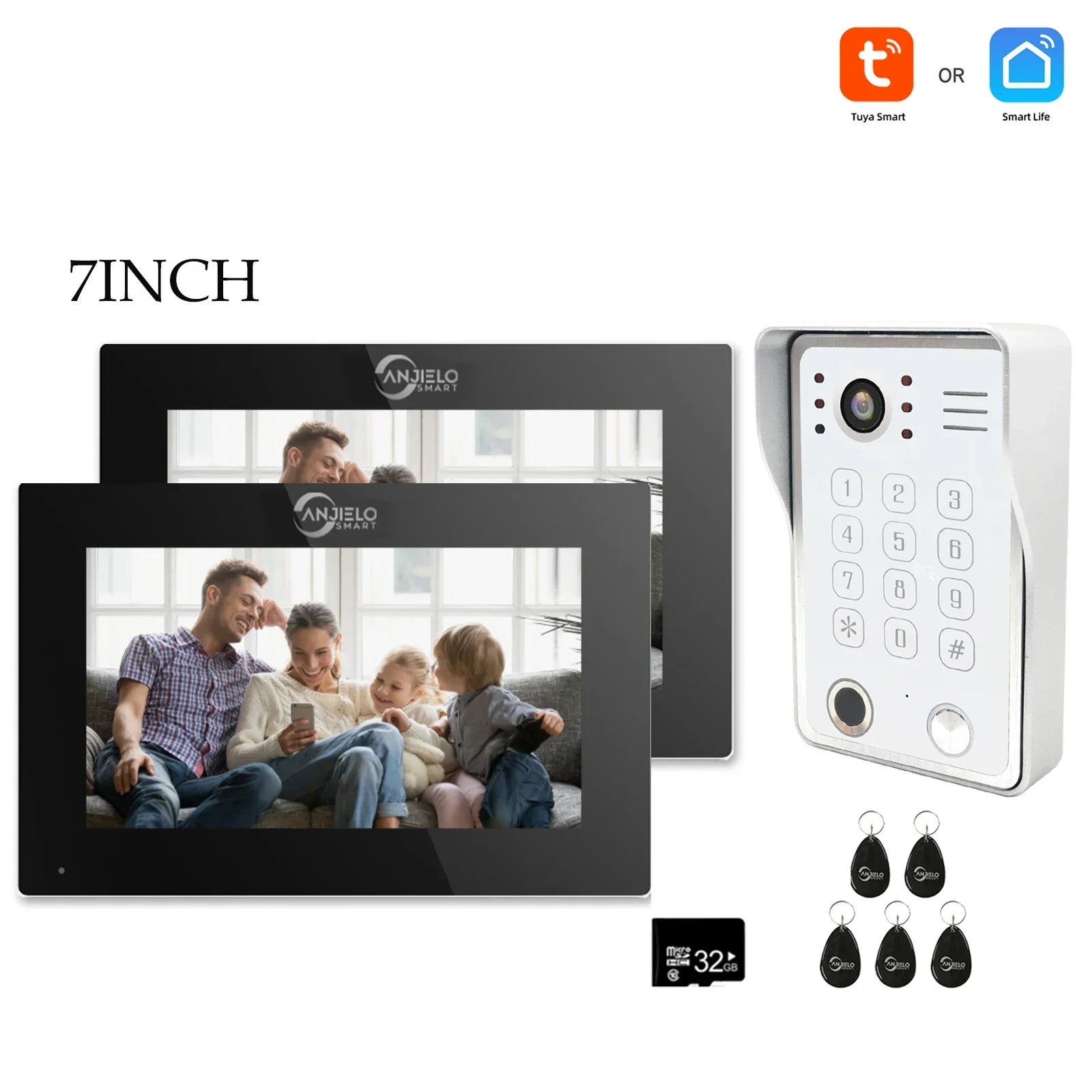 Système de sécurité interphone vidéo avec déverrouillage par empreinte digitale Anjielo tuya 1080P moniteur tactile 7/10 pouces pour villa et maison