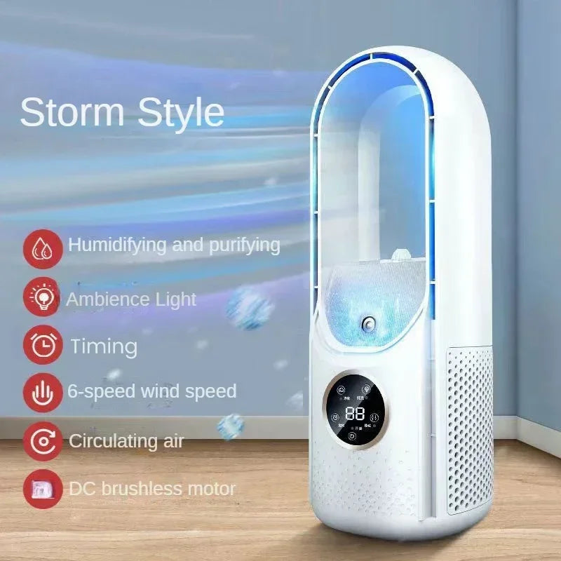 2025 Bladeless Tischventilator – 6 Geschwindigkeiten, leise Kühlung & Luftbefeuchter für Zuhause & Büro
