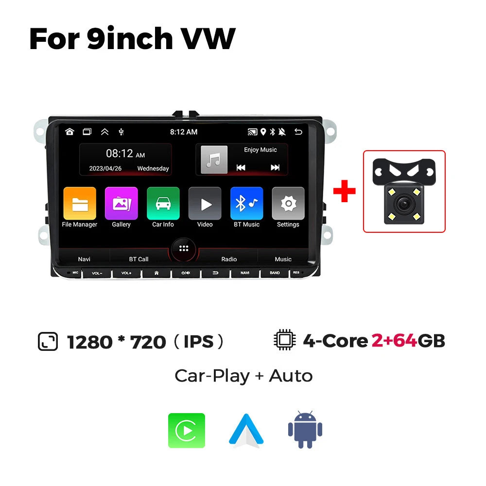 Android 15 Car Radio — Compatible with VW | BT GPS | Car Multimedia