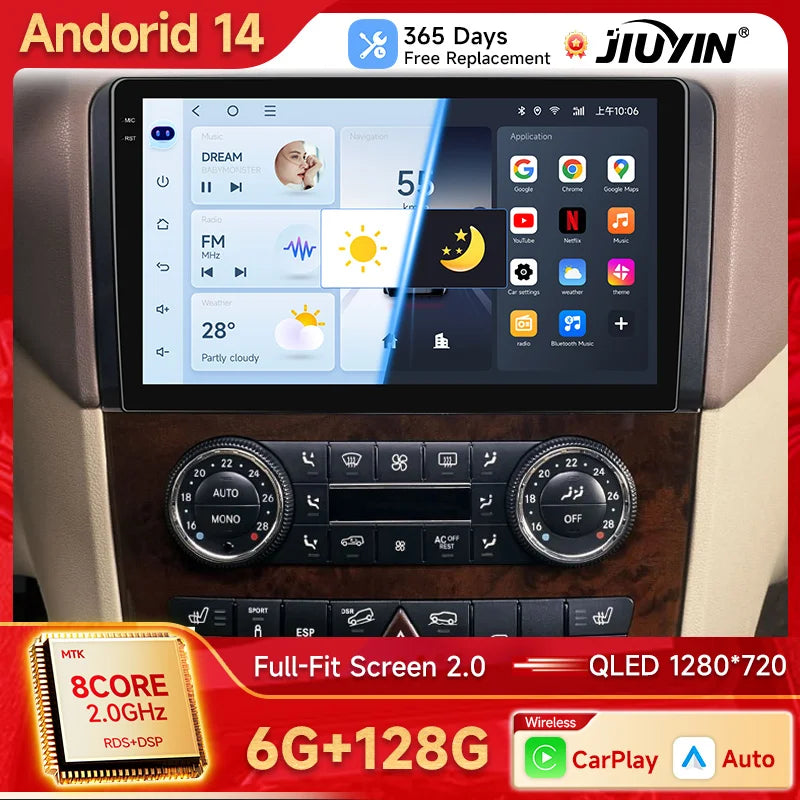 Mercedes W164 Android 14 — CarPlay, 2 Din, GPS