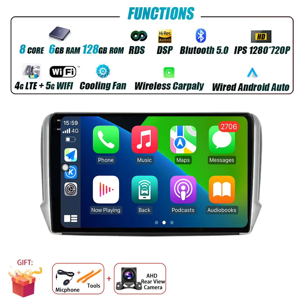 Peugeot 2008/208 — Android 16, CarPlay, GPS