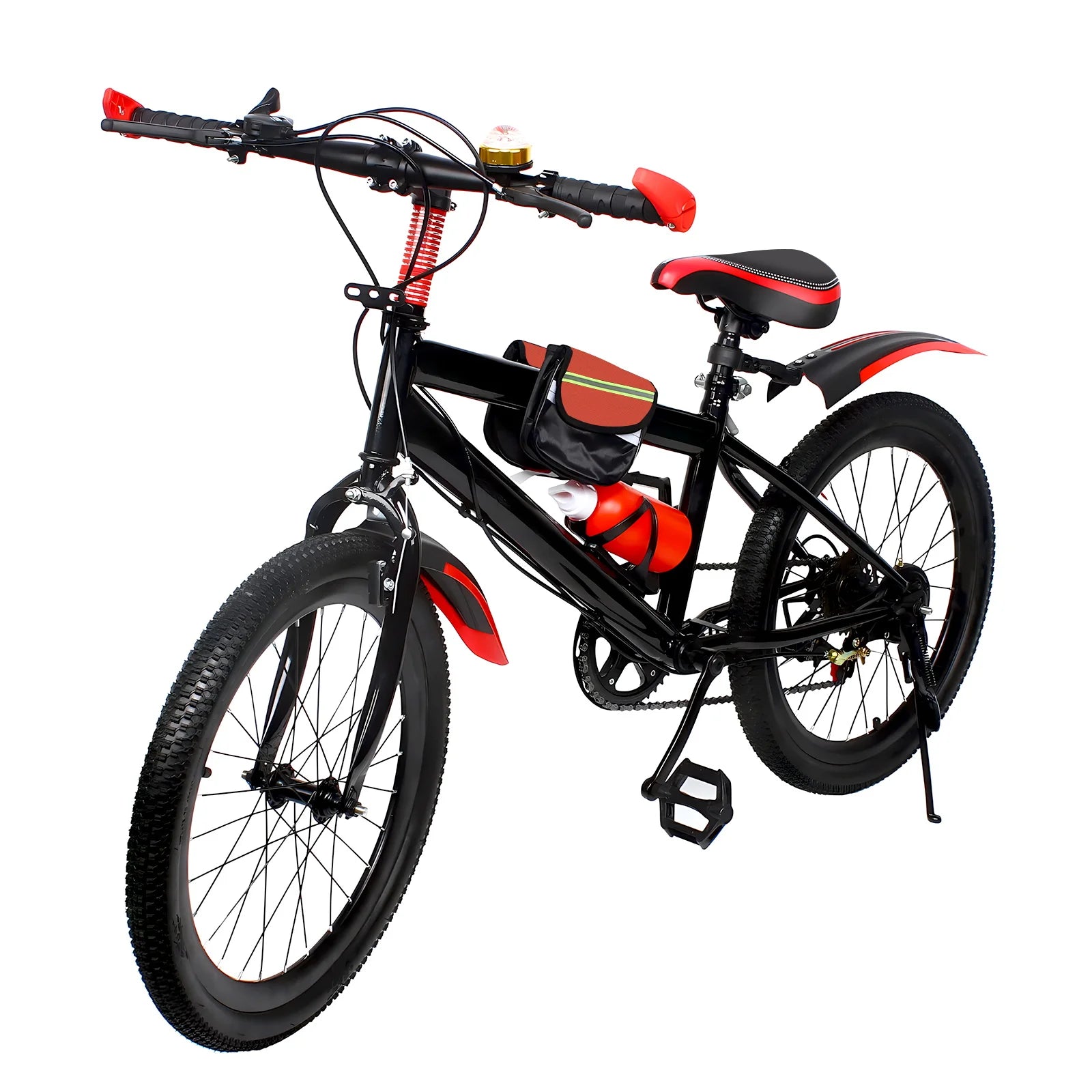 20 Inch Kids Bike Children Bicycle for Boys Girls Ages 8-12 Years Old, MTB Mountain Bike 7 Speed City Bike, GREEB/RED — available at Teckeleck