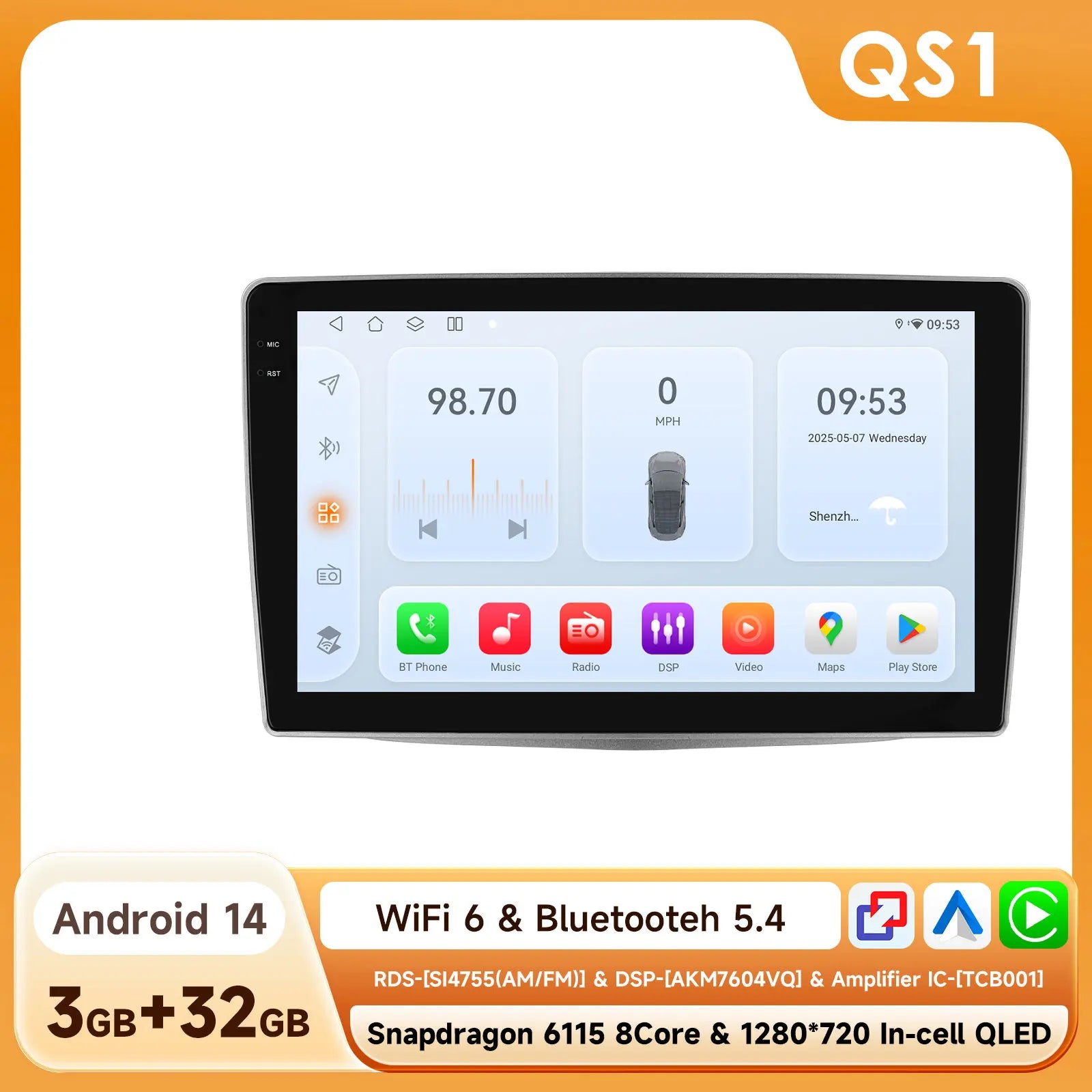 Autoradio Android Hizpo — Alfa Romeo Mito 955 2008-2016, CarPlay sans fil, GPS, DSP, 8 cœurs