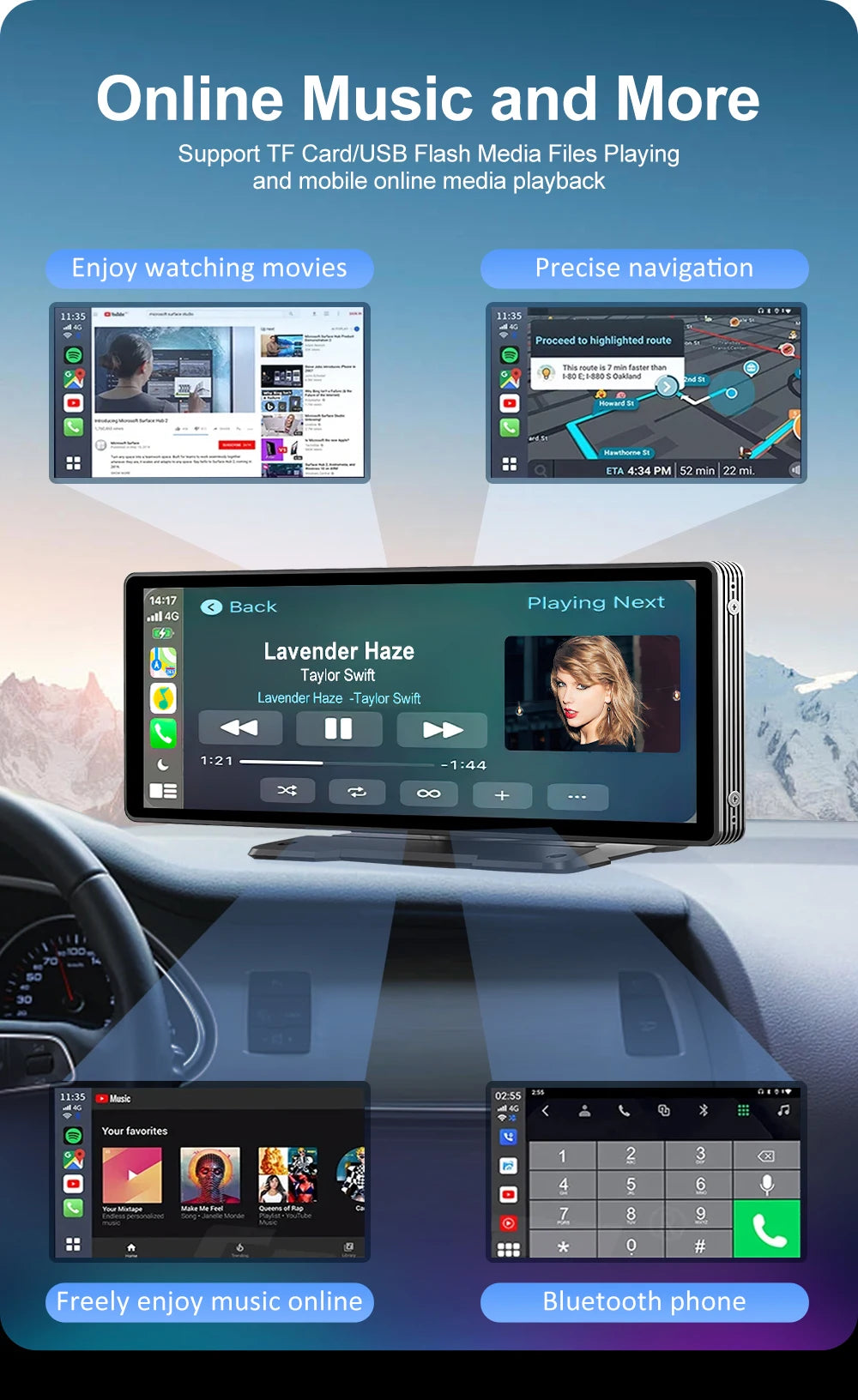 Universal CarPlay Screen — Wireless, Android Auto