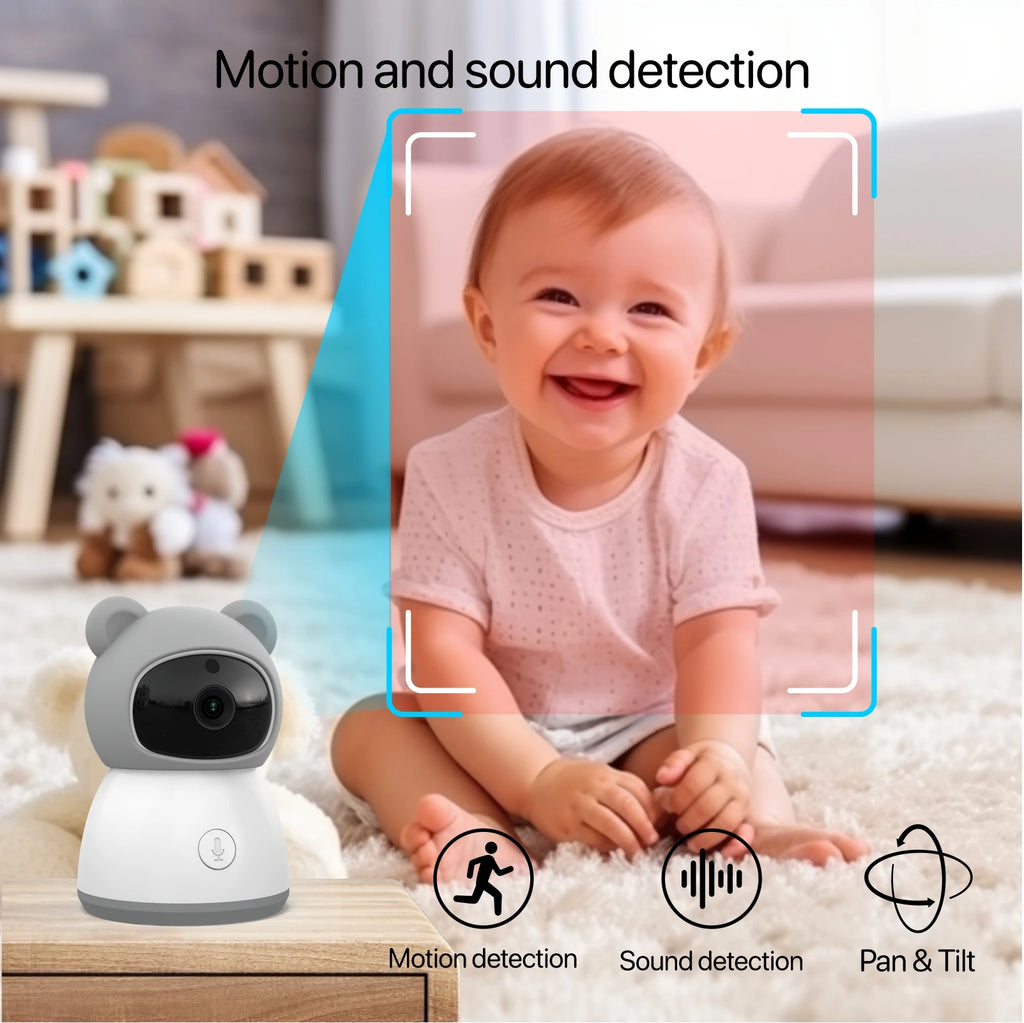 Tuya Smart Babyphone 2K-Kamera 5" 1080P Display Temperaturerkennung APP-Ansichtssteuerung Baby Nanny 2-Wege-Audio Babykamera