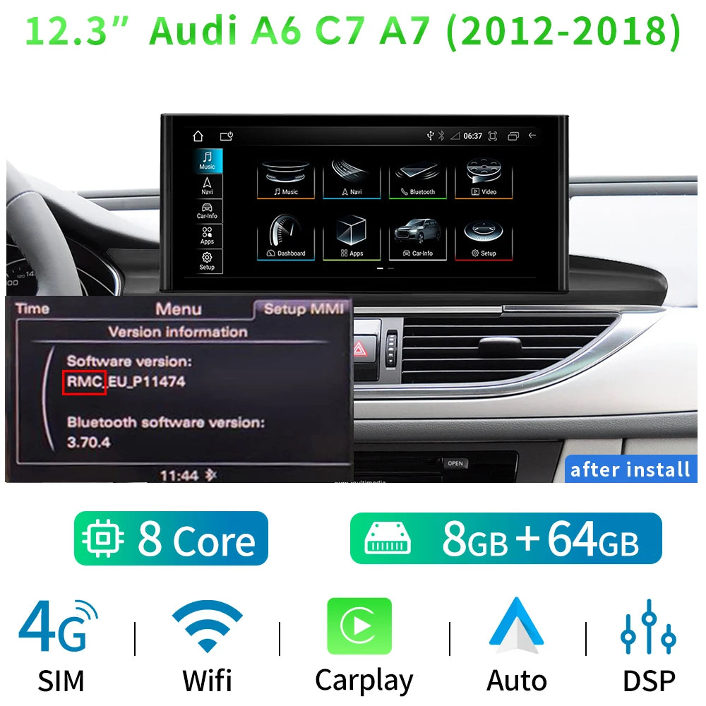 Audi A6/A7 Android 14 — 12.3", CarPlay, GPS