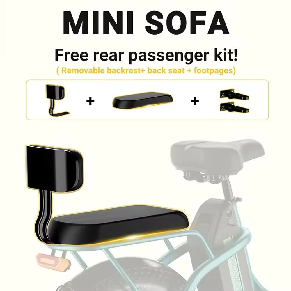 Foldable Parent E-Bike — 1000W, Removable Battery