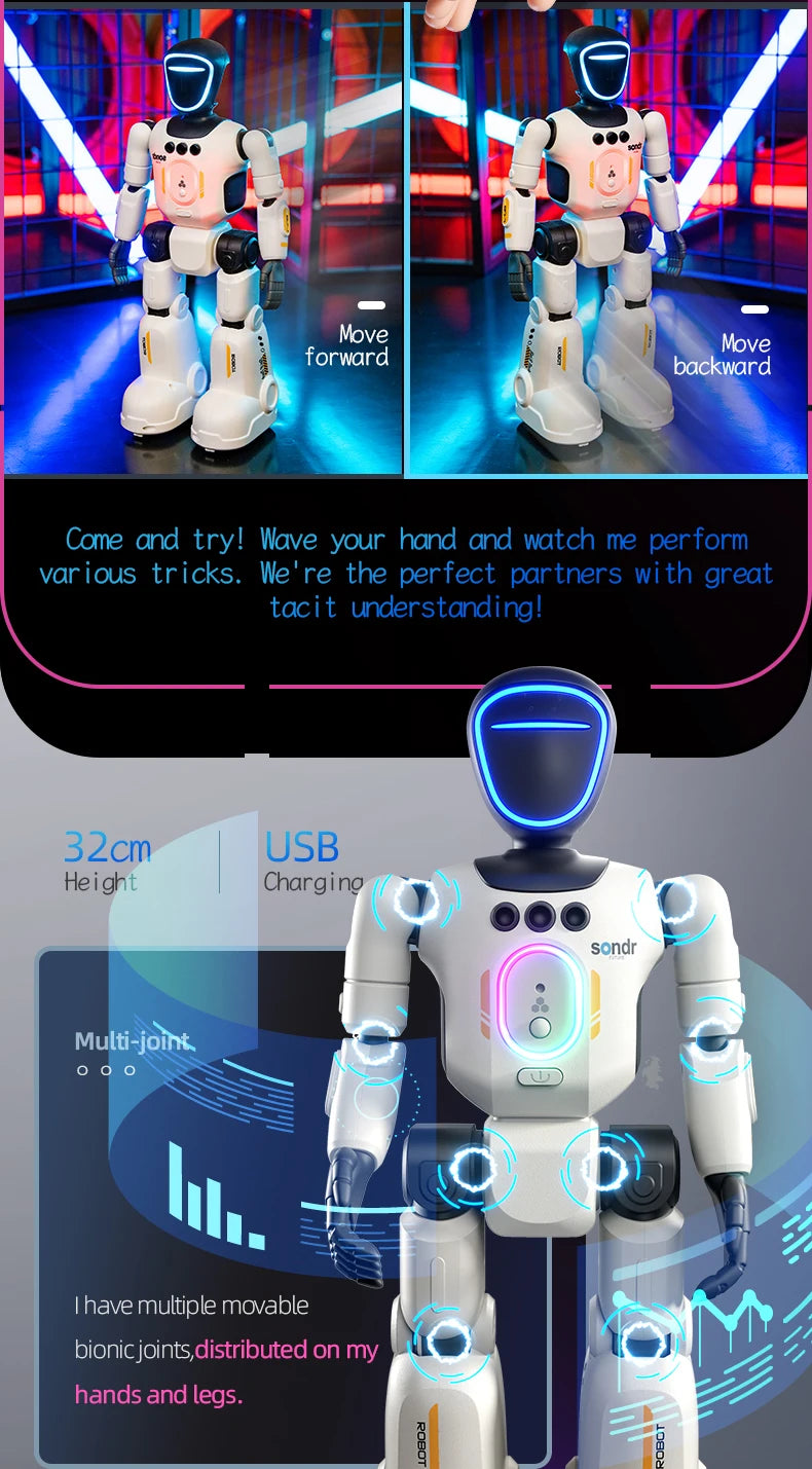 Intelligent RC Robot Programming Gesture Sensing Remote Controll Robots Smart Intelligent Dancing RC Robot Toy Gift for Kid R40