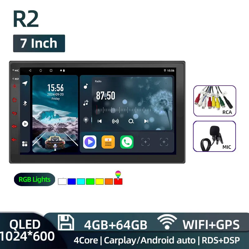 2 Din Android Radio — CarPlay, GPS, 4G