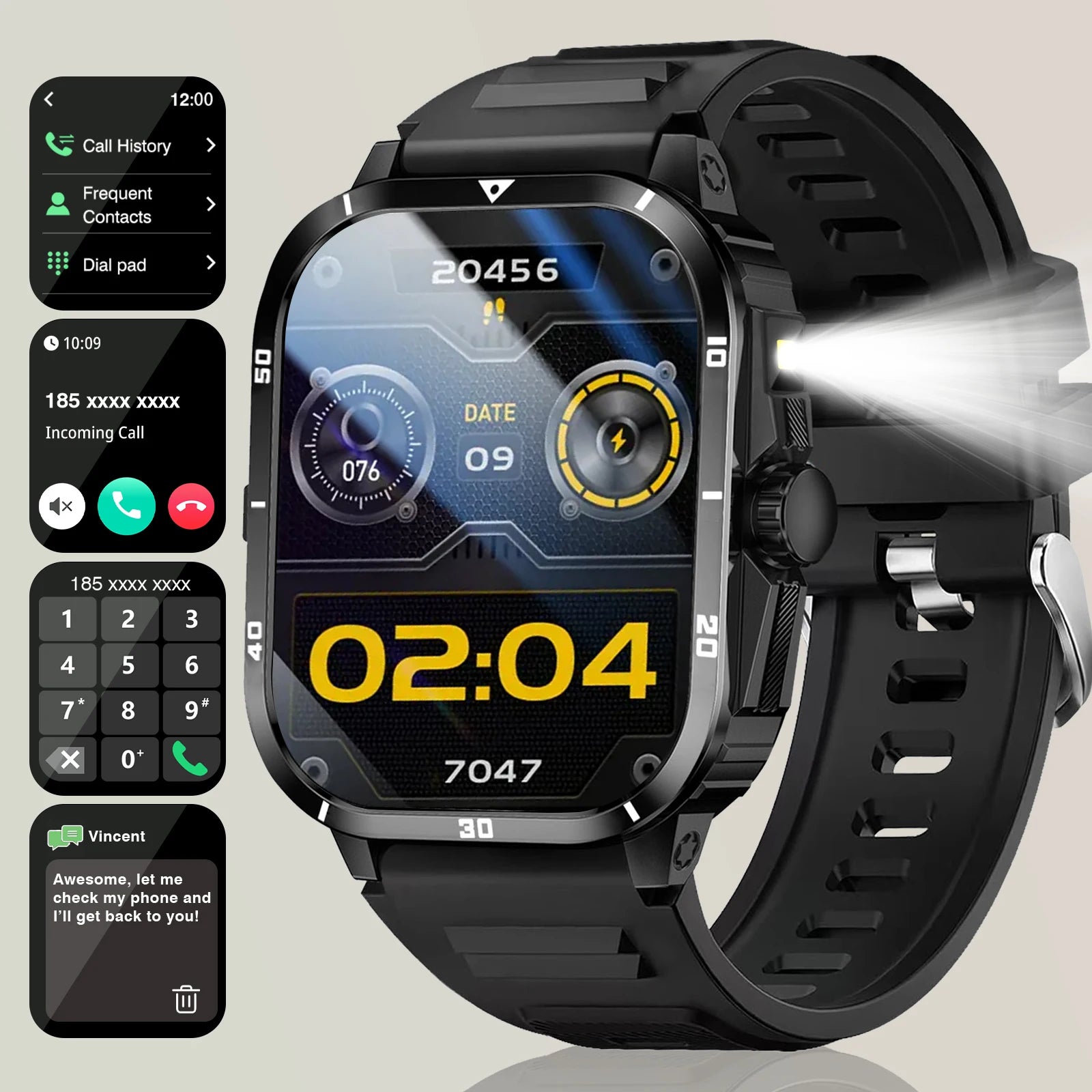2025 Smartwatch — Calling, Dual Straps, Flashlight