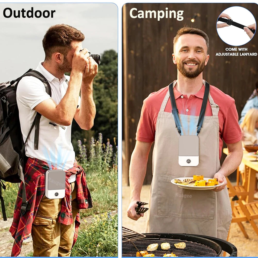 Waist Fan Portable Outdoor Mini Hanging Neck Fan 3 Gear Strong Wind Bladeless Waist Neck Fan Air Cooler USB Fan 2000Mah