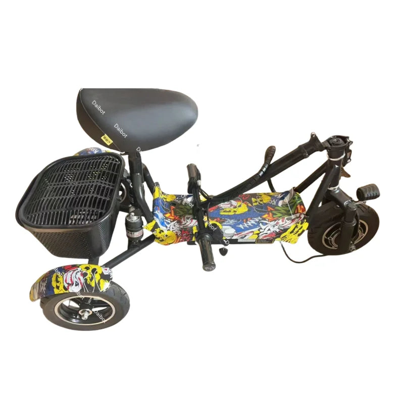 500W Electric Scooter For Elderly Small Foldable With Colorful Pedals/Basket/Handle Foldable Electric Tricycle 3 Wheels Adult