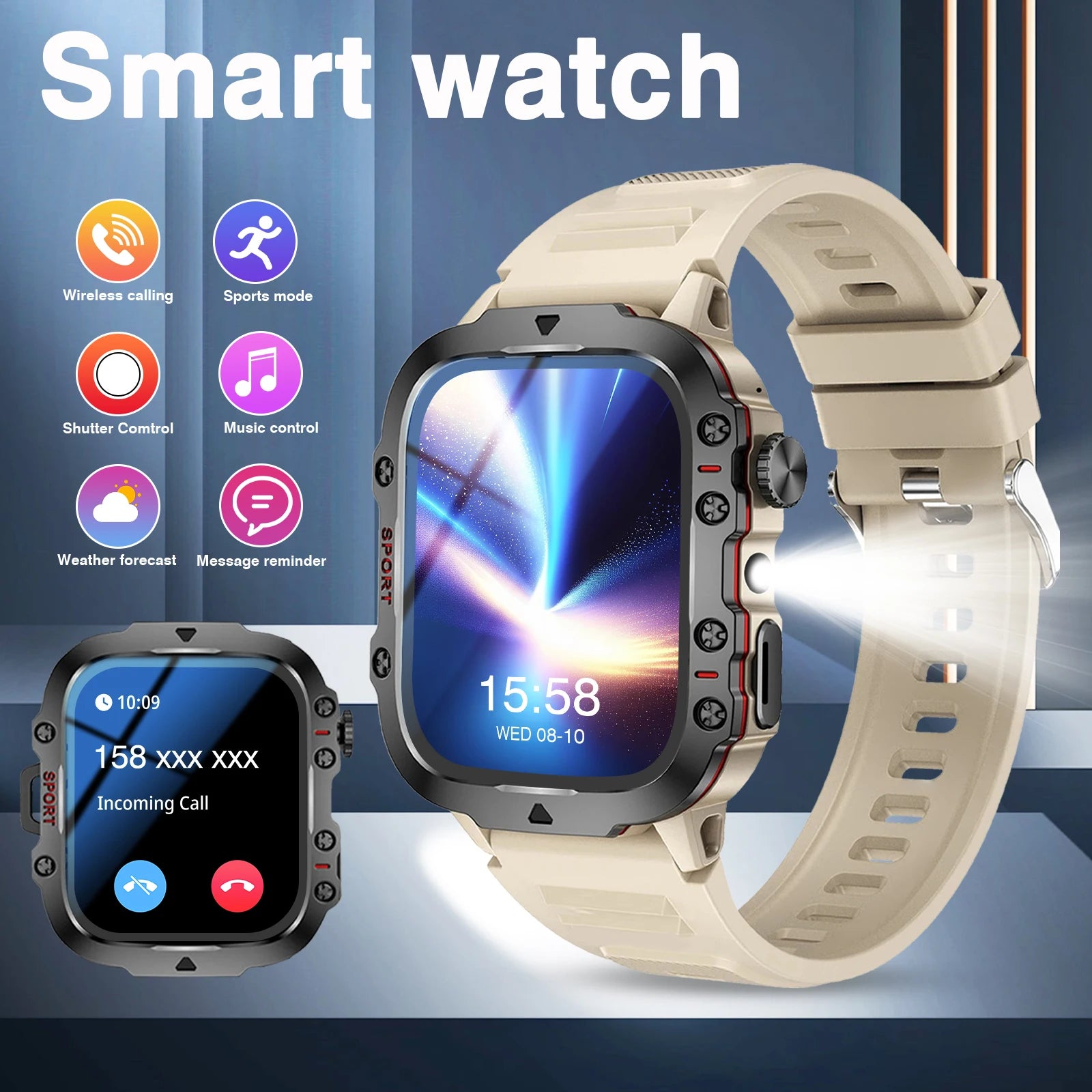 2025 Smartwatch — Calling, Dual Straps, Flashlight