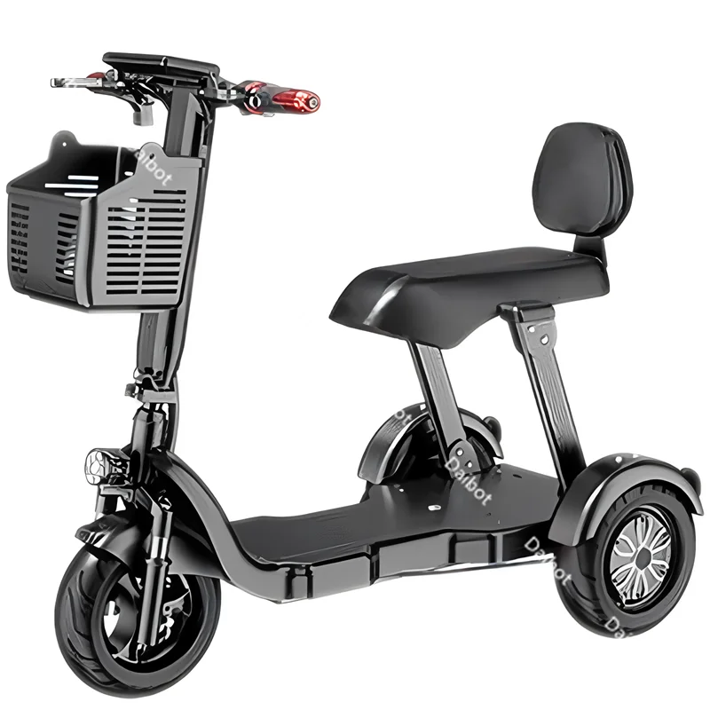 Family 3 Wheel Foldable Mobility Scooter For Seniors Anti-Theft Alarm 2 Seat Long Range 1000W Small Electric Tricycle Folding