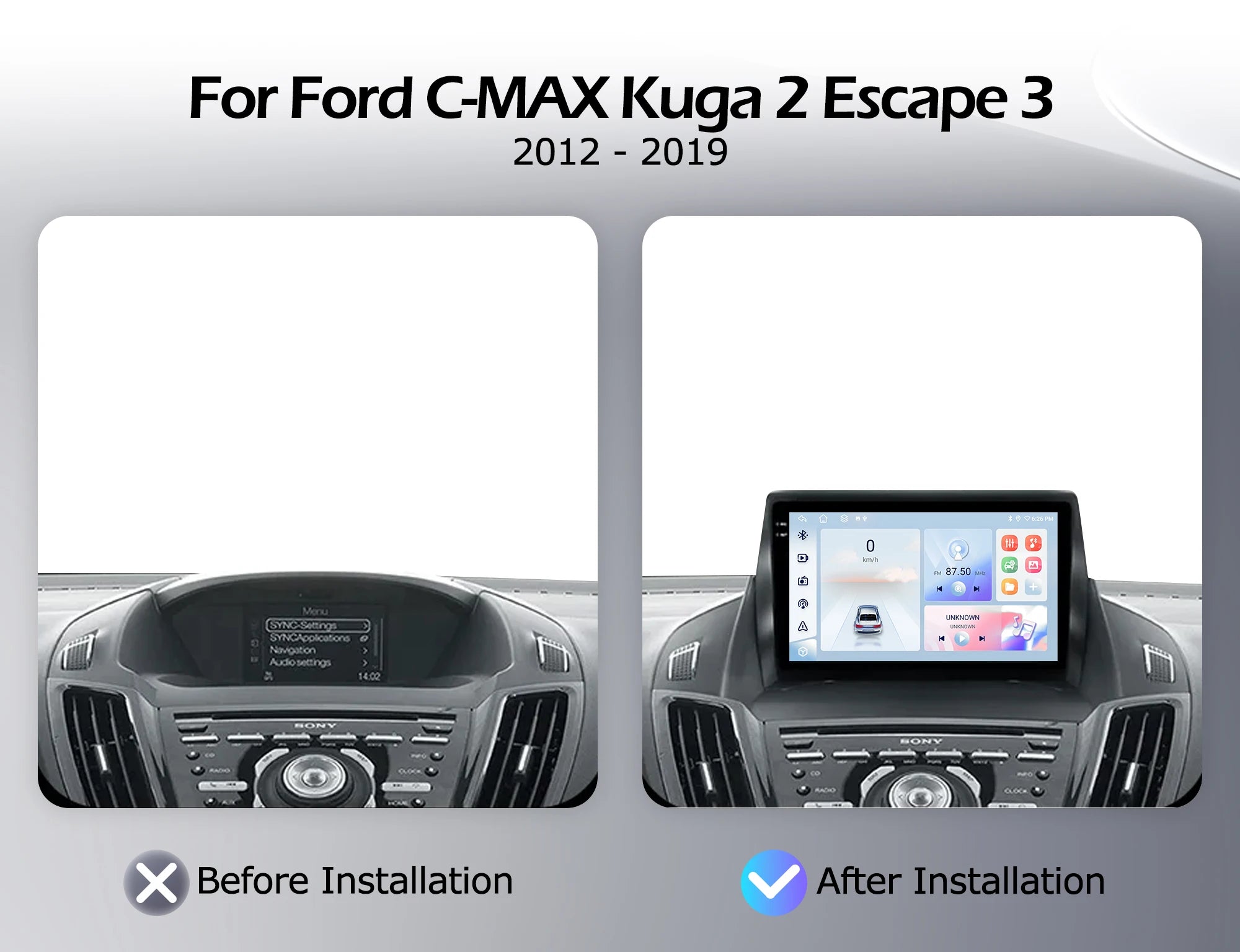 Ford C-MAX/Kuga — Android 16, GPS, CarPlay