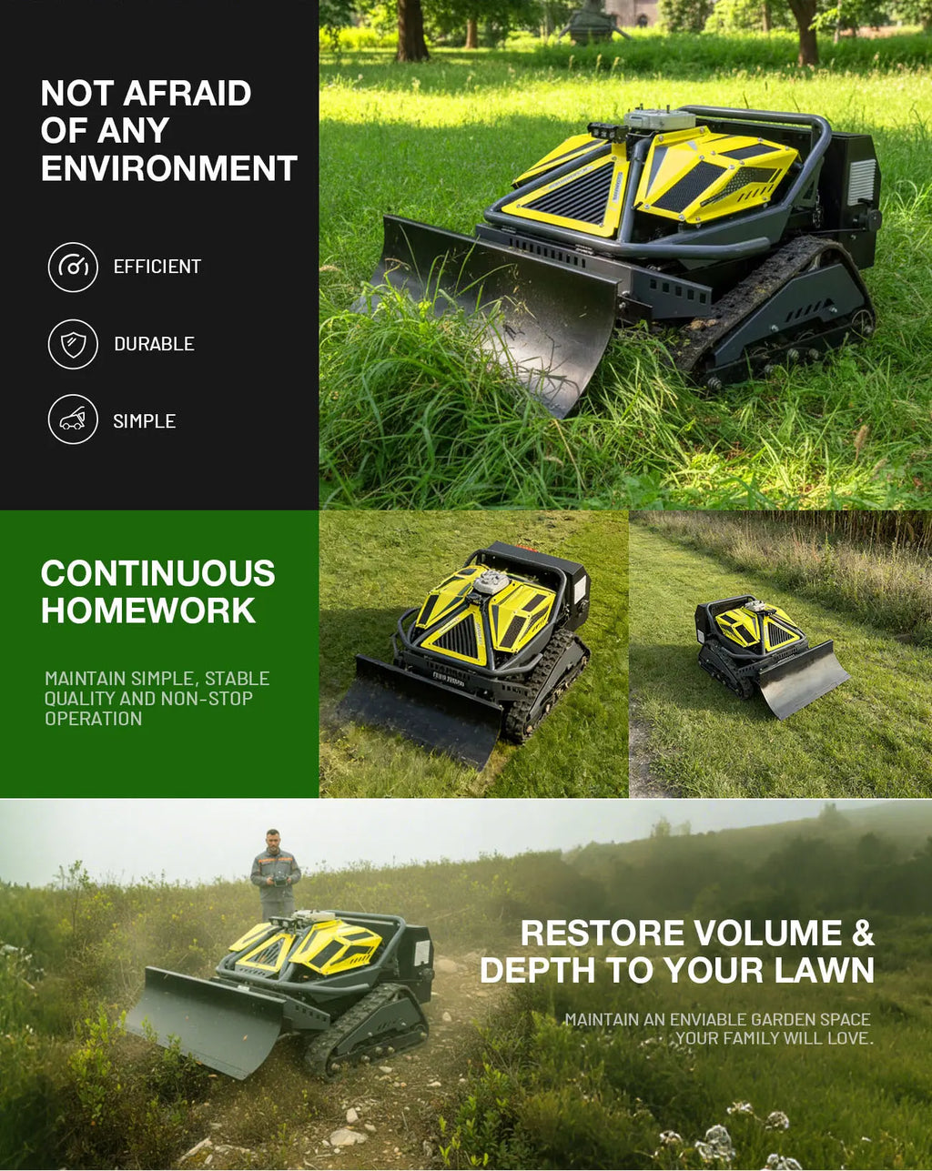Remote Control Lawn Mower Automatic Smart Robot Lawn Mower Electric RC Grass Cutter for Garden Farm Hillside