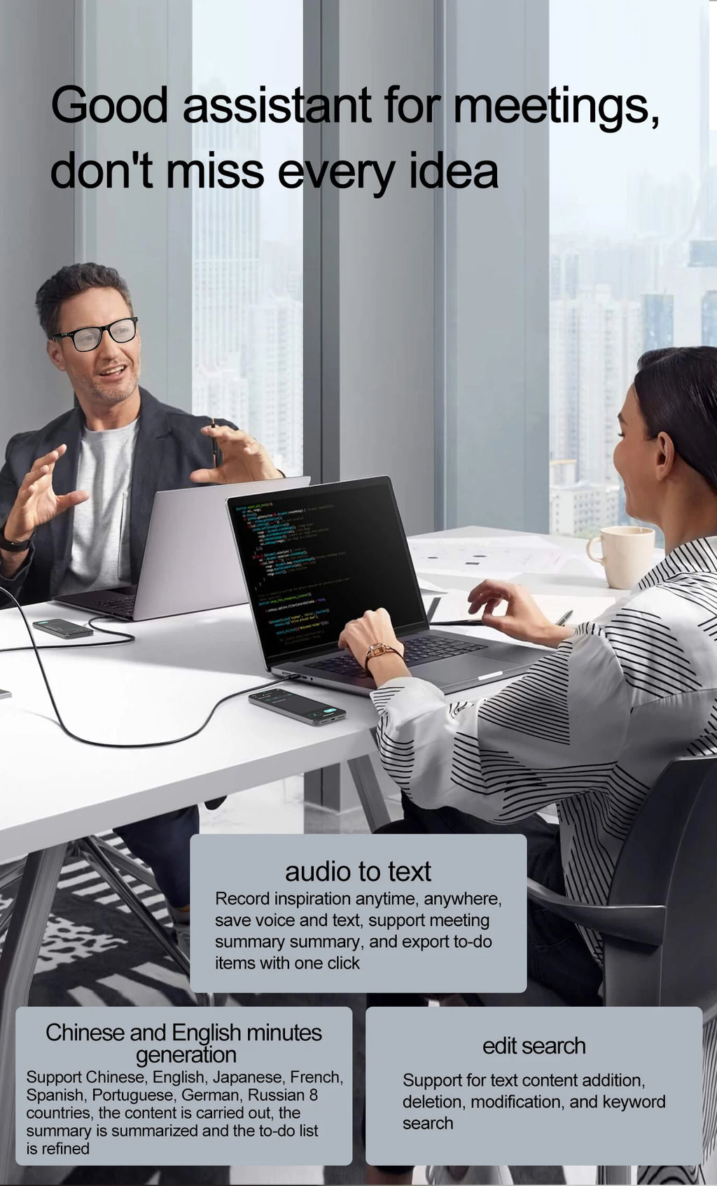 LIGE Smart Glasses – Kabelloses Bluetooth, integriertes Mikrofon, Touch-Steuerung & Übersetzung