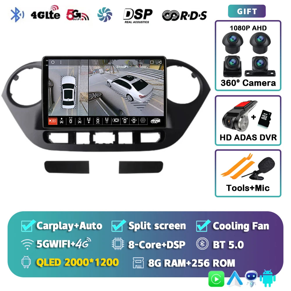 Android 15 Car Radio — Compatible with Hyundai i10 | 2K QLED | AI Voice