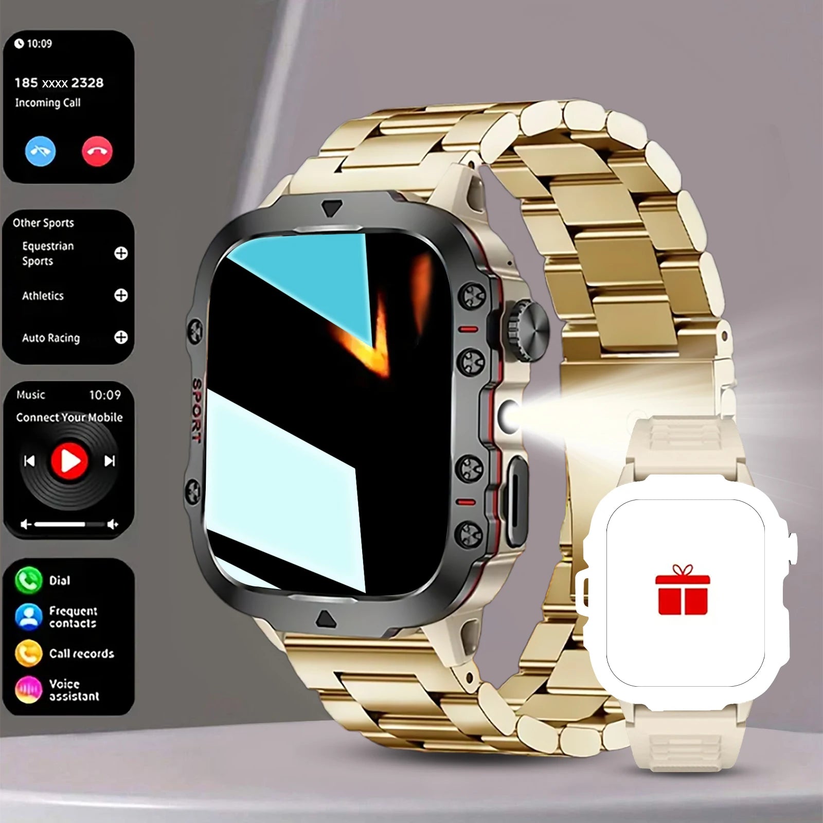 2025 Smartwatch — Calling, Dual Straps, Flashlight