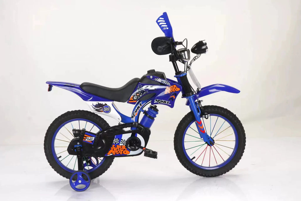 Blue Off-Road Motorcycle Bicycle Pedal Bike for Boys And Girls 12/16 Inch Children's Basic Model Foreign Trade