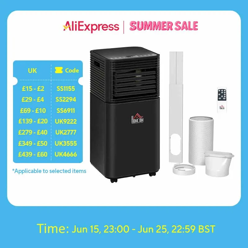 HOMCOM 8000 BTU Portable Air Conditioner 4 Modes LED Display Timer Home Office