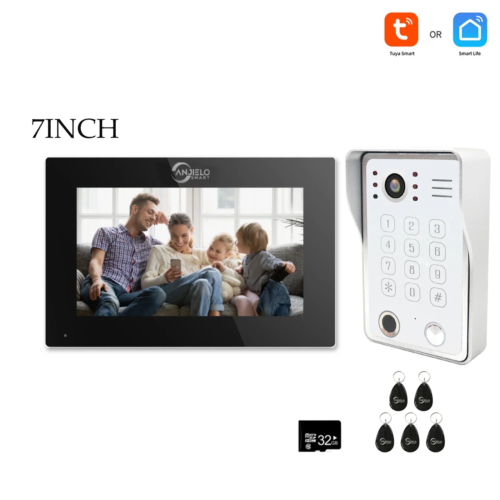 Système de sécurité interphone vidéo avec déverrouillage par empreinte digitale Anjielo tuya 1080P moniteur tactile 7/10 pouces pour villa et maison