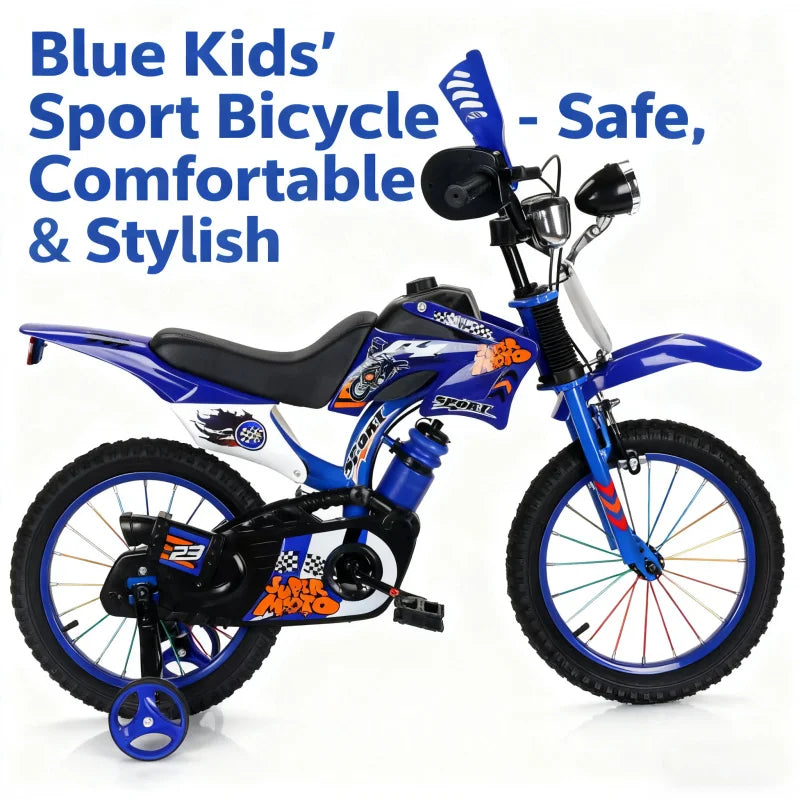 Blue Off-Road Motorcycle Bicycle Pedal Bike for Boys And Girls 12/16 Inch Children's Basic Model Foreign Trade