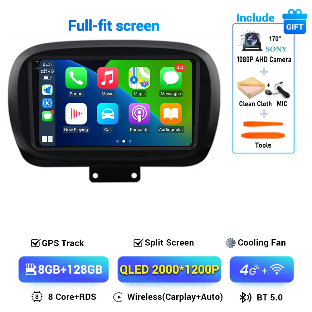 Android 15 Car Radio — Compatible with Fiat 500X | 2K QLED | AI Voice