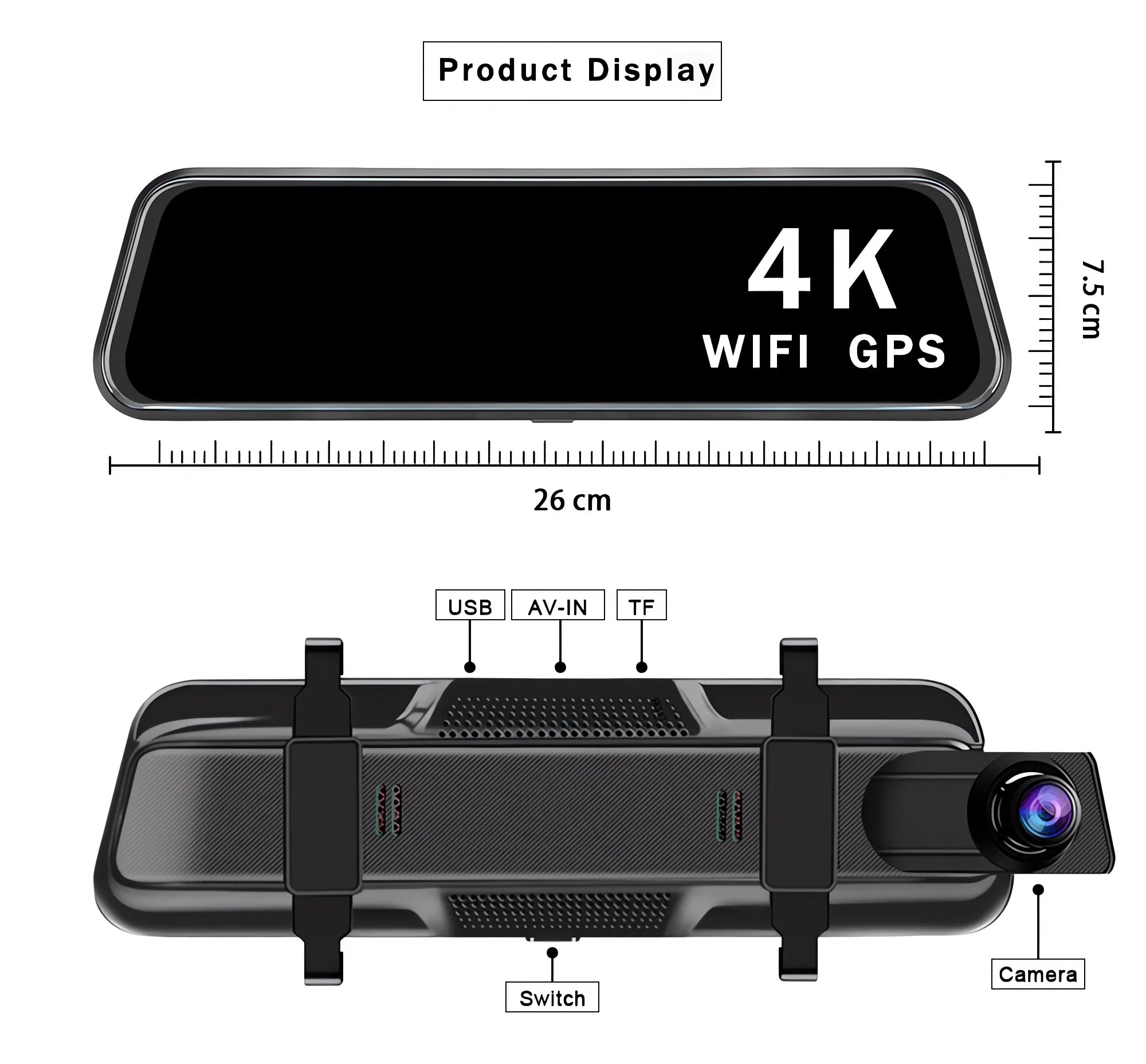 10" 4K Dash Cam — Dual Lens, GPS, WiFi