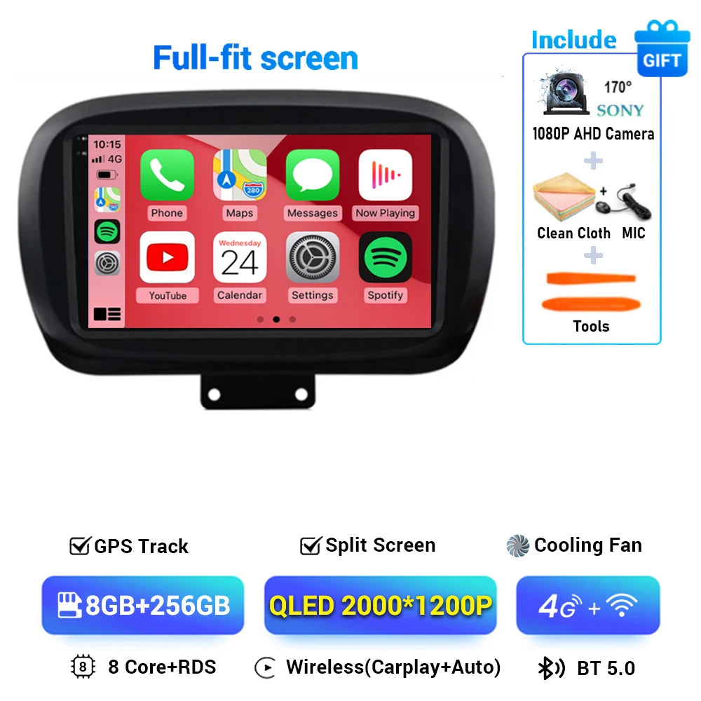 Android 15 Car Radio — Compatible with Fiat 500X | 2K QLED | AI Voice