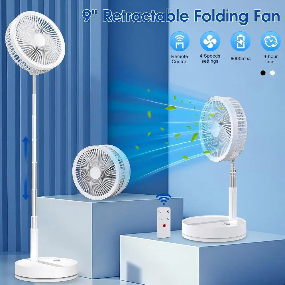 9" Portable Desk Fan with 8000mAh Rechargeable Battery, 4 Speed Settings,Ultra-Quiet, Oscillating Desktop Fans, for Home Officek