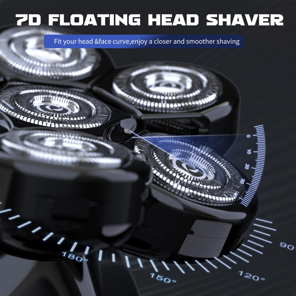 SEJOY Multifunctional 7D Head Shavers for Bald Men 6-in-1 Electric Razor with Nose Hair Trimmer Waterproof Mens Grooming Kit