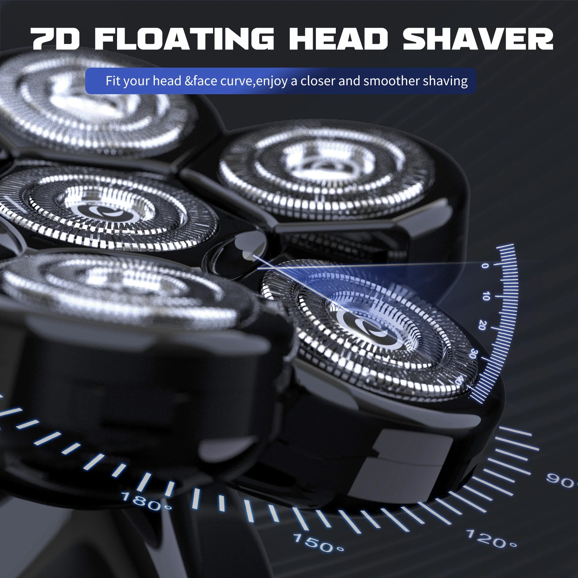SEJOY Multifunctional 7D Head Shavers for Bald Men 6-in-1 Electric Razor with Nose Hair Trimmer Waterproof Mens Grooming Kit