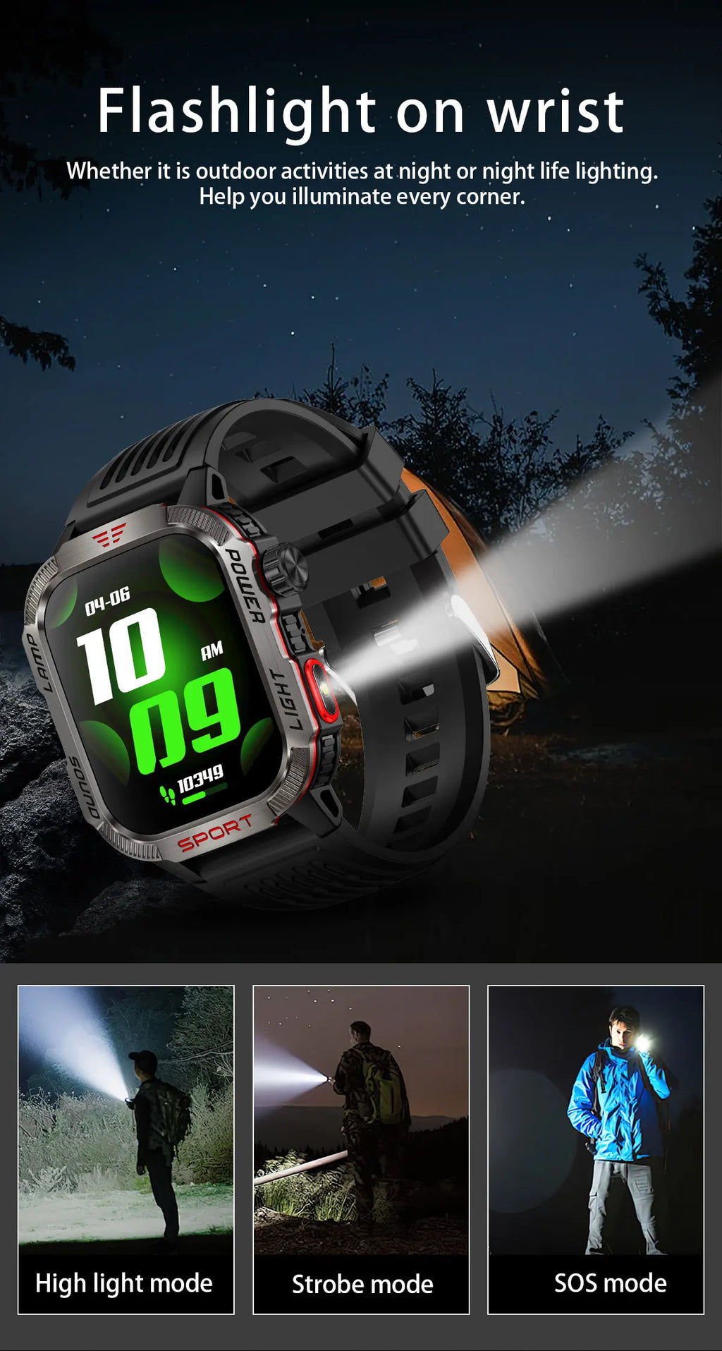 GUHUAVMI Outdoor Watch — AMOLED, GPS, Bluetooth