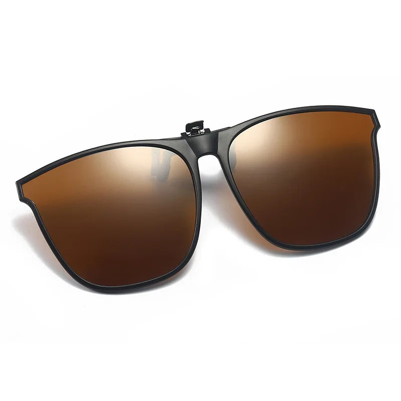 Lunettes de soleil polarisées à clip – UV400, anti-reflet, forme carrée vintage, pour la voiture et la conduite
