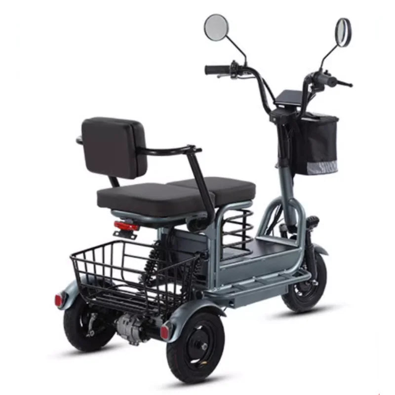 Powerful Parent Child Adult Electric Tricycle 3 Wheel For Elderly 2 Seat 800W Battery Removable Long Range Electric Scooter 60KM