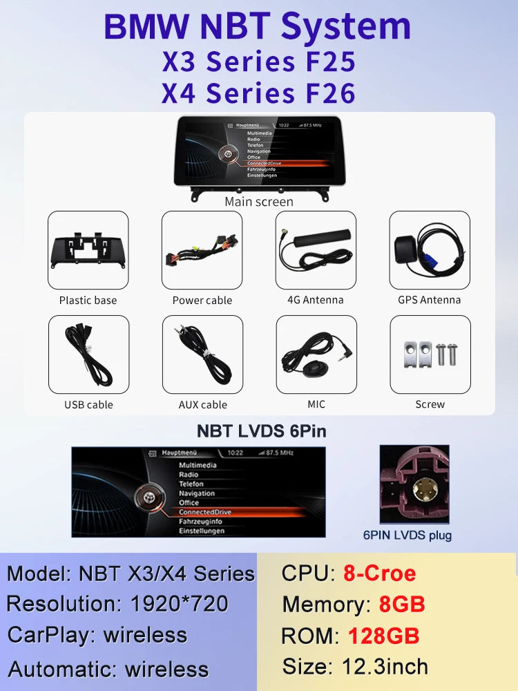 STWEI BMW X3/X4 — 12.3", Wireless CarPlay