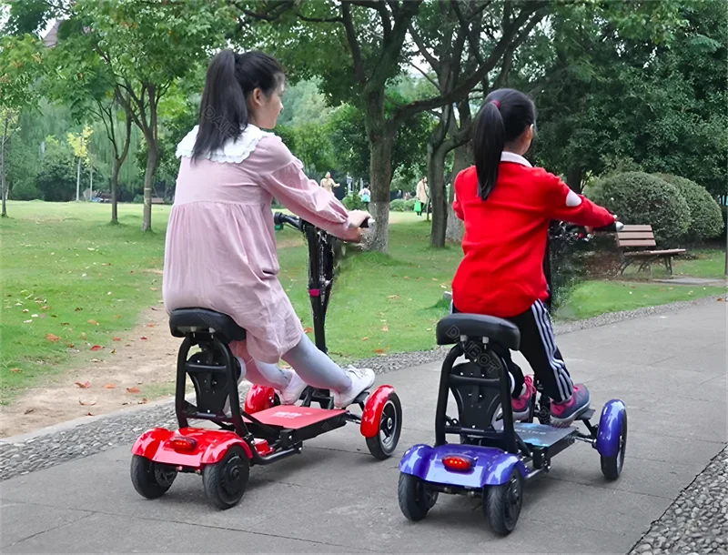 4 Wheel Mobility Scooters for 2 Peoples With Baby Seat 500W 36V 15.6AH  Adults 10 Inch Electric Scooter Dual Motor