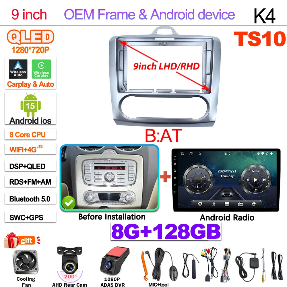 Ford Focus Android 15 — Wireless CarPlay, WiFi