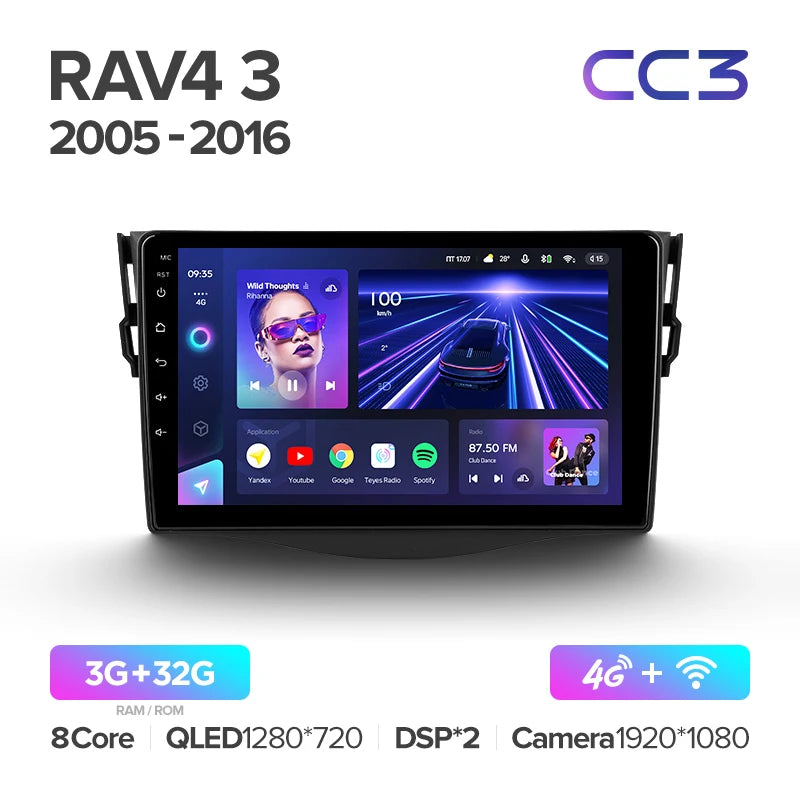 TEYES CC3 RAV4 — 2K GPS, Android 10, Multimedia