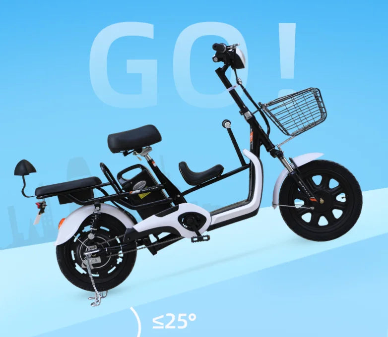 Parent-child electric bike in stock best selling 14inch three seats ebike for cheap and good quality fat bike