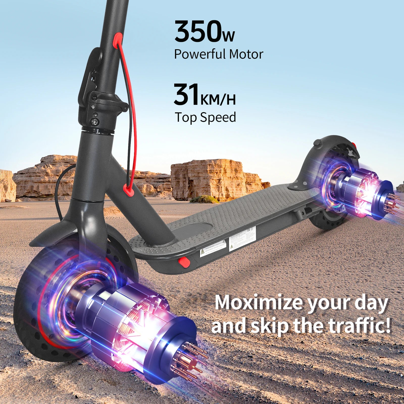 AOVOPRO Electric Scooter Smart Electric Scooter Maximum Speed: 19 miles per hour 350W Motor Range Per.Charge10 Miles
