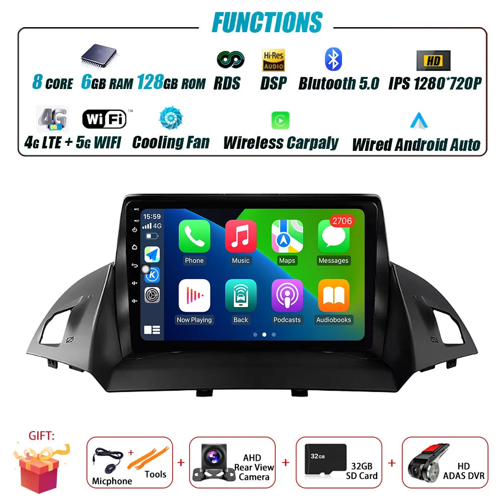 Ford C-MAX/Kuga — Android 16, GPS, CarPlay