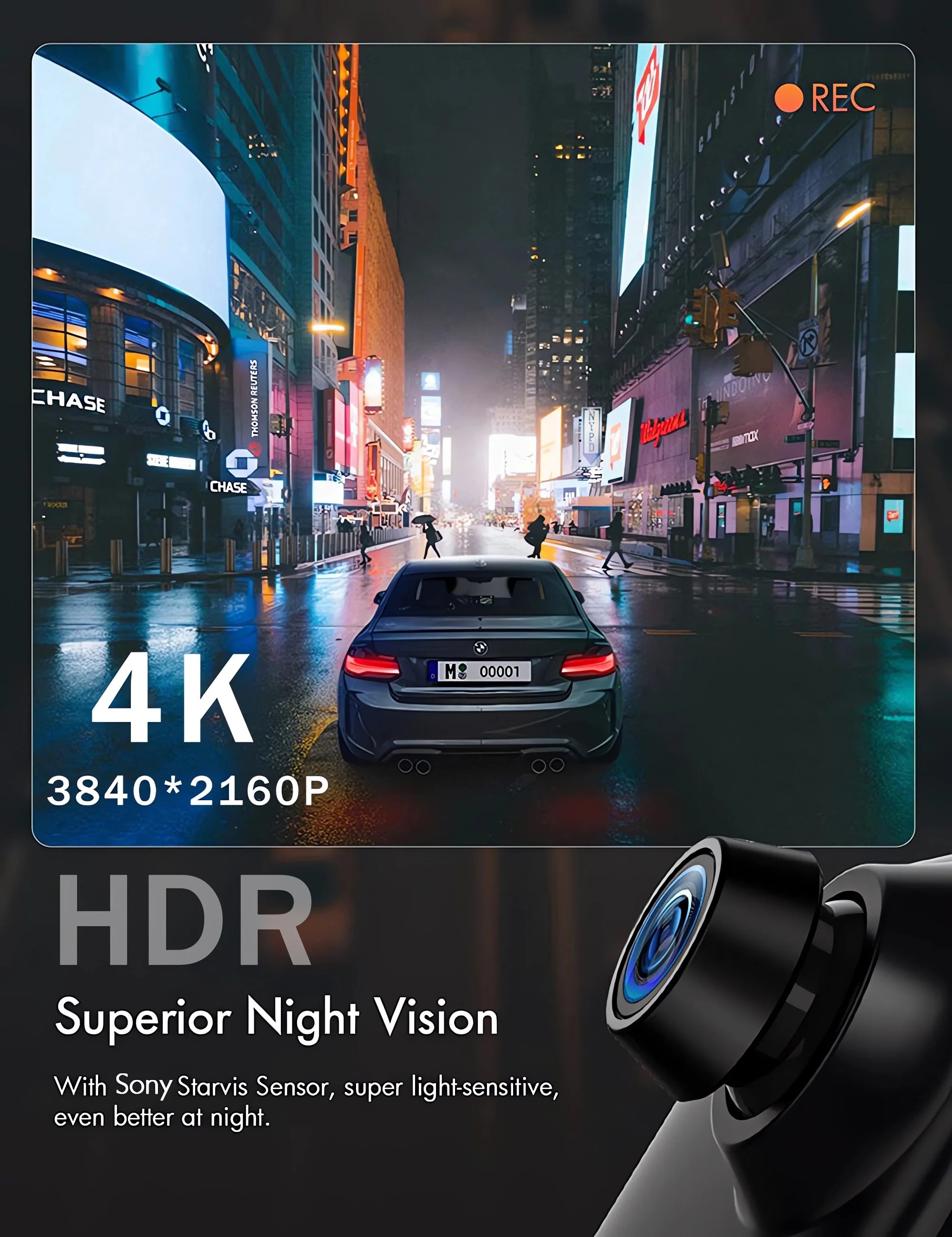 10" 4K Dash Cam — Dual Lens, GPS, WiFi