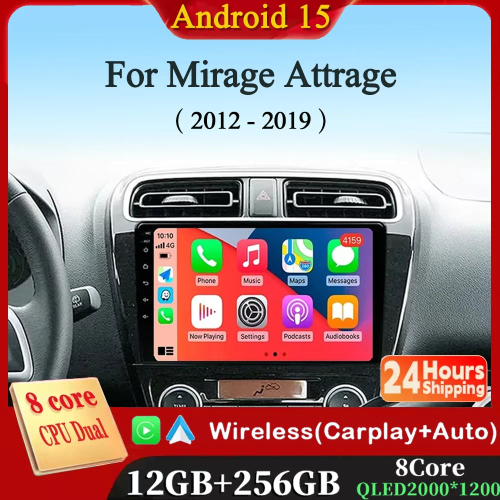 Mitsubishi Mirage Android 15 — GPS, Multimedia Screen